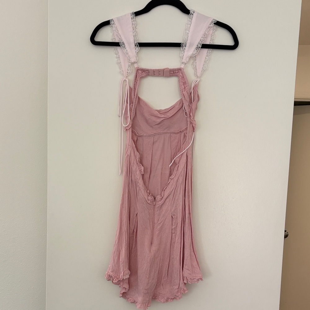 For Love And Lemons Holland Pink Mini Dress with Lace Straps - Picture 4 of 4